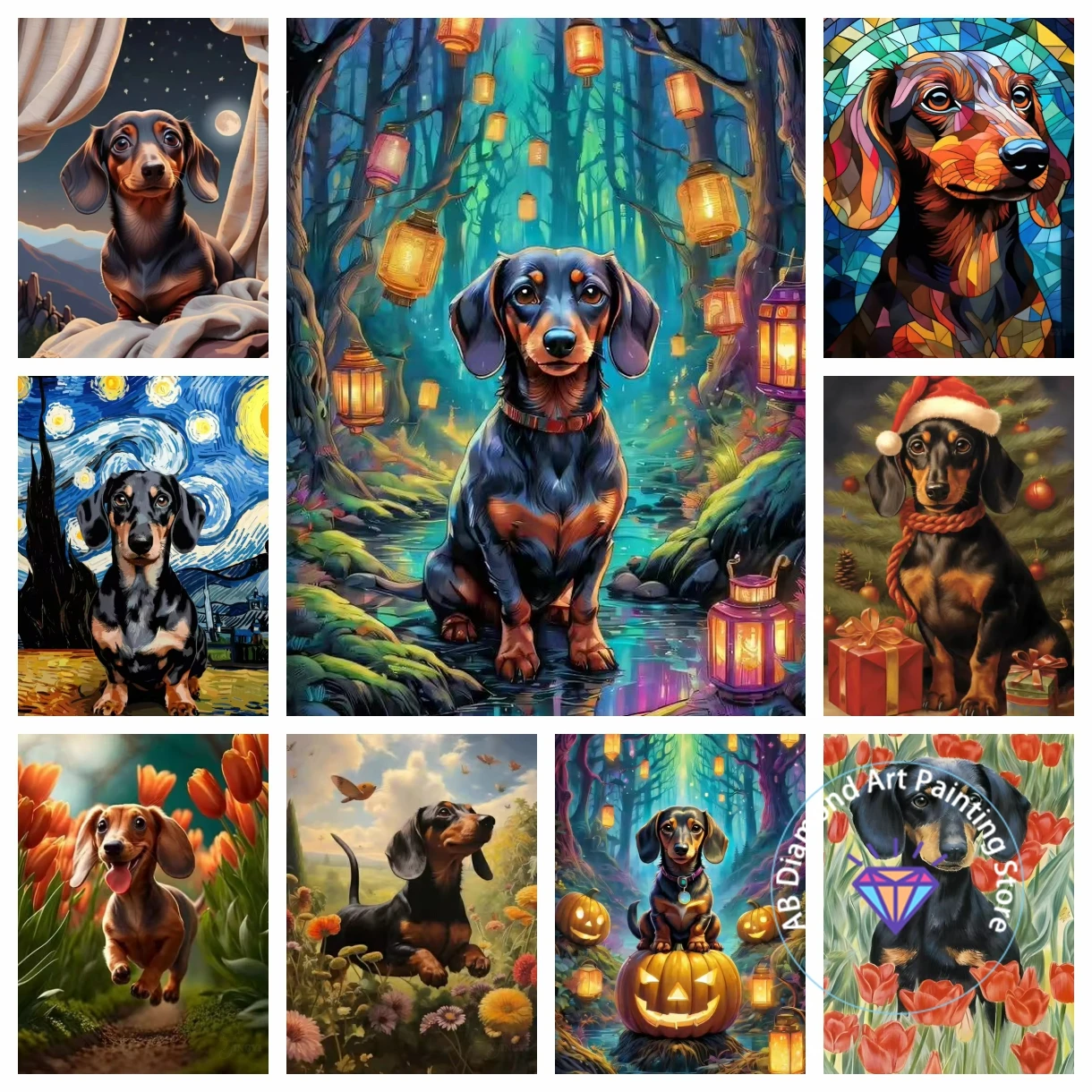 

Dachshund Cute Pet Dog AB Diamond Painting Kit 5D DIY Diamond Embroidery Cross Stitch Handmade Art Gift Crafts Home Decor Gift