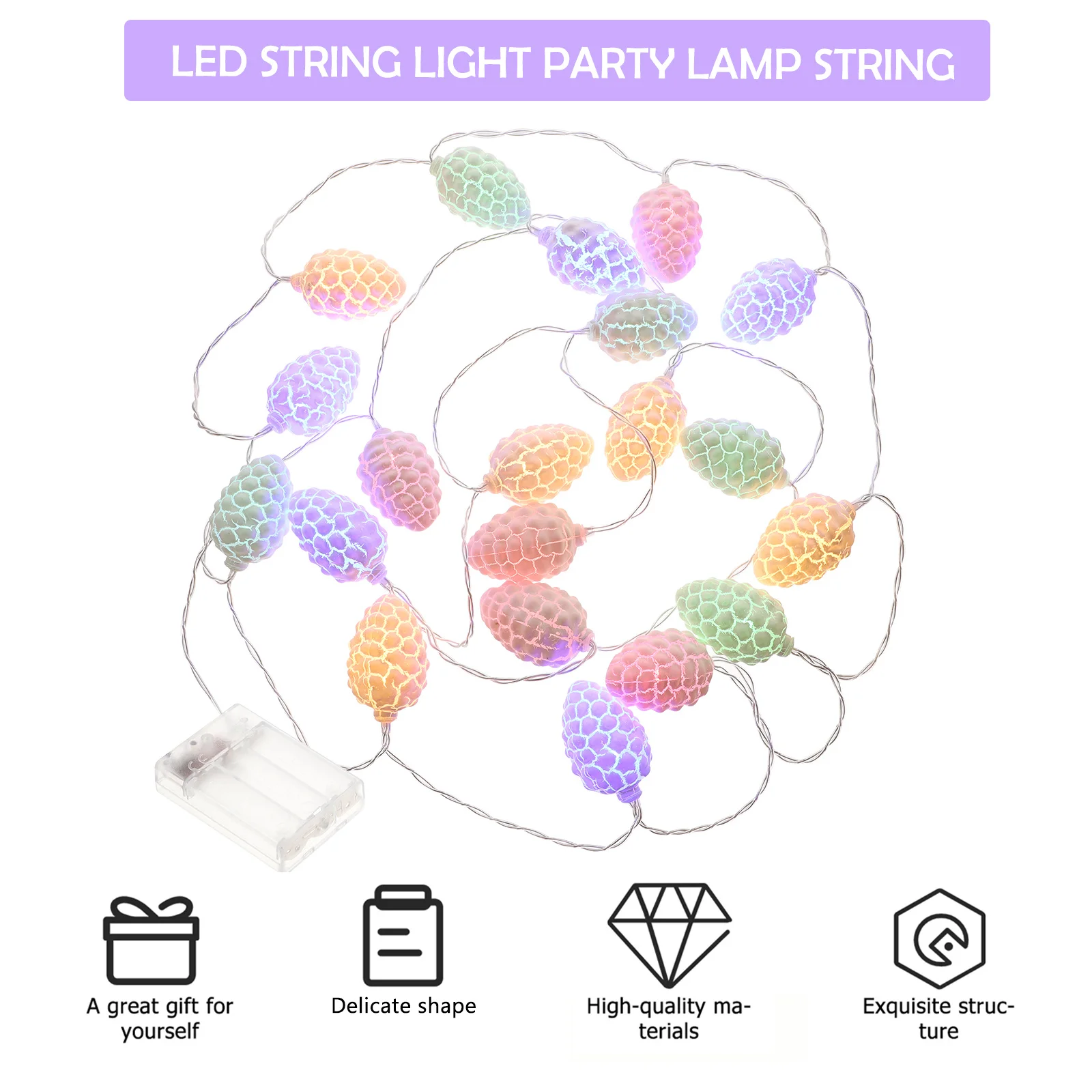 

1 Set Pine Cones Light String Decorative Led Outdoor String Lights For Garden Party Decoration Plastic Waterproof