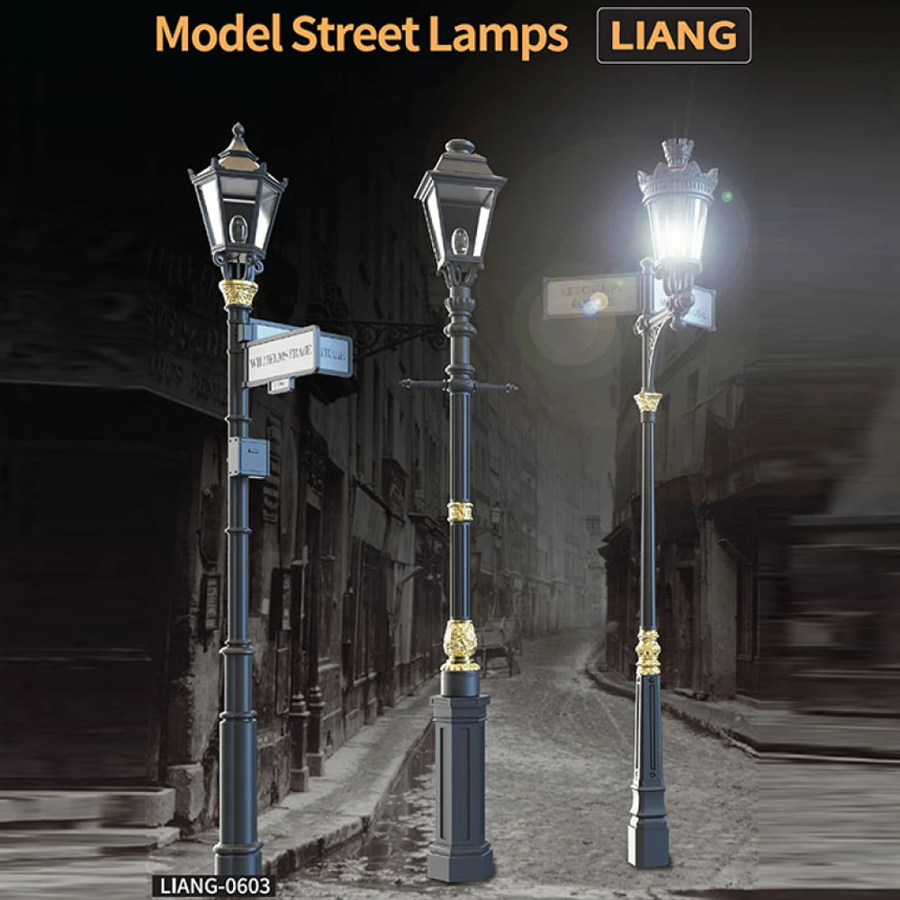 For LIANG-0603 Model Street Lights Layout Lamppost Railway Train Garden Scenery 1/35 Scale Assembly Model Wall Lamp Lighting
