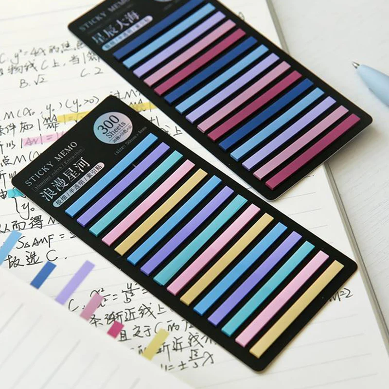 Blocco note per indice di colore arcobaleno da 300 fogli, adesivi per indice di note trasparenti fluorescenti extra sottili, etichette adesive per la scuola