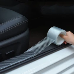 Car Threshold Bar Carbon Fiber K3D Transparent Door Door Foot Pedal Anti-Collision Bar Bumper Protection Anti-Scratch Stickers