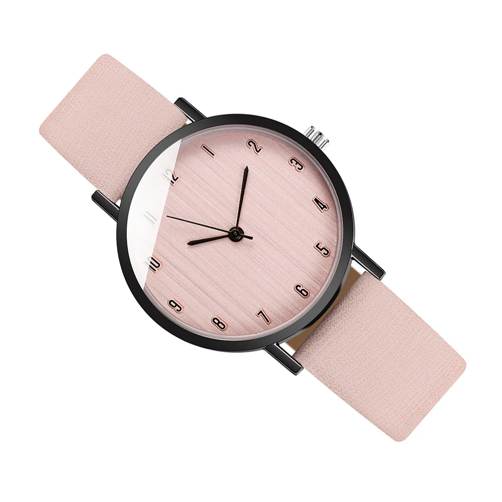 Quartz Watch Ladies Wood Grain Dial Fashionable Wristwatch Elegant Casual Party Stylish Strap Accurate