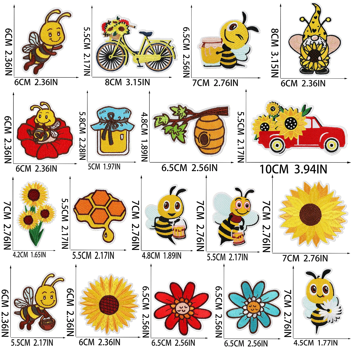 Cartoon Girls Boys Kids Clothing Sticker Iron On Bee Sunflower Car Bike Patches Embroidery Sewing Stripe Badge Clothing Applique