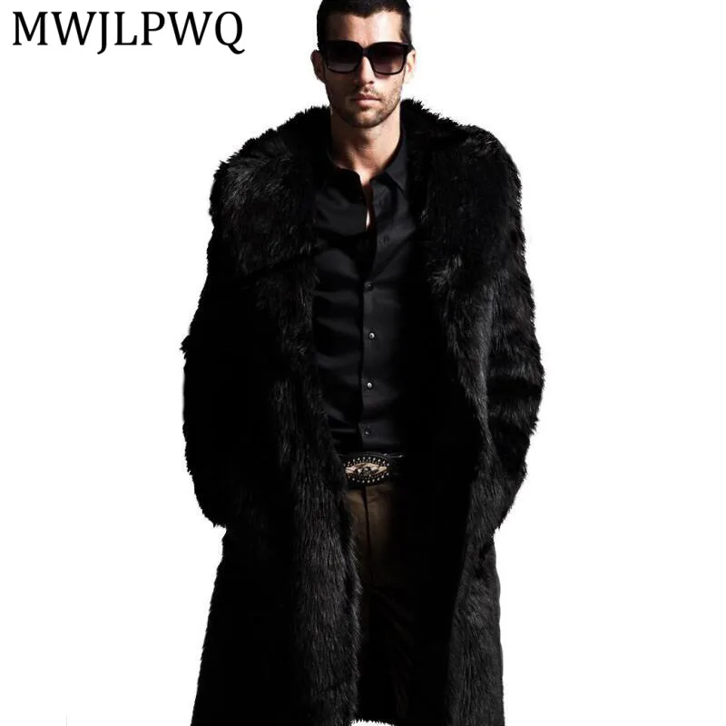 

MWJLPWQ Autumn Winter Men's Suit Collar Coat Fashionable Solid Color Design Warm Faux Fox Fur Long Sleeve Jacket 2026 Chic 15811