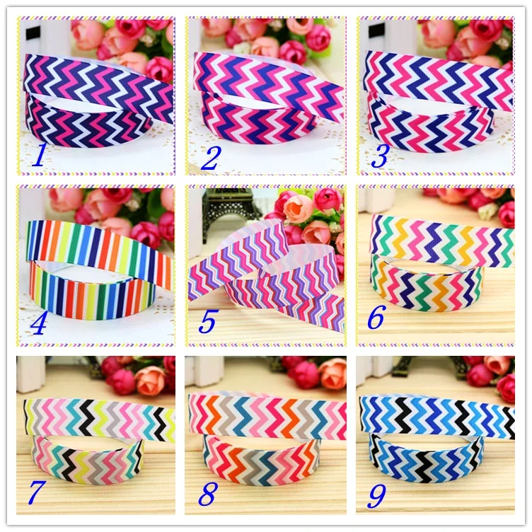 7/8''  chevron printed grosgrain ribbon hairbow headwear party decoration diy wholesale OEM 22mm D373