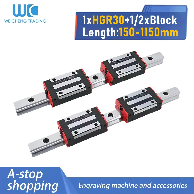 Single Rail Fits 1 Or 2 Sliders H Class HGR30 Linear Rail Block Set 150-1150mm HGH HGW Models Steel Retainer Optional For CNC