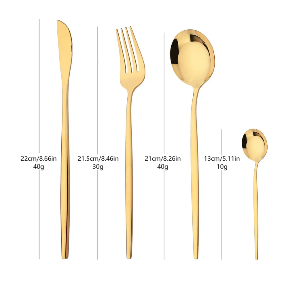 24Pcs Colorful Dinnerware Set Stainless Steel Cutlery Set Kitchen Mirror Gold Tableware Set Knife Fork Spoon Dinner Set