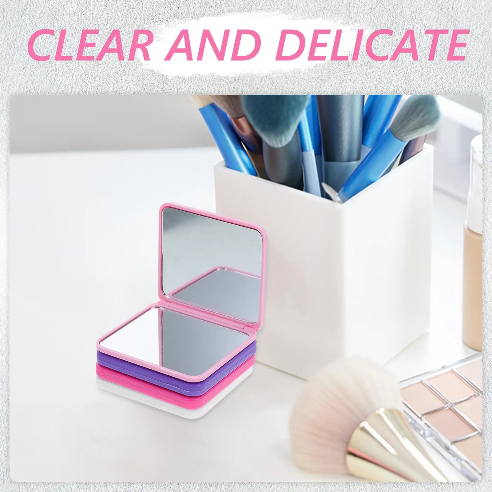 Espejo de maquillaje portátil de alta definición, Mini tocador de viaje plegable de doble cara, accesorios de mano para mujer, compacto de bolsillo, 4 Uds.