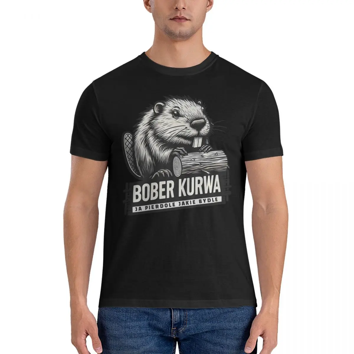 Bober Men T Shirts Bobr Kurwa Vintage Tee Shirt Short Sleeve Round Collar T-Shirts Cotton Adult Clothes