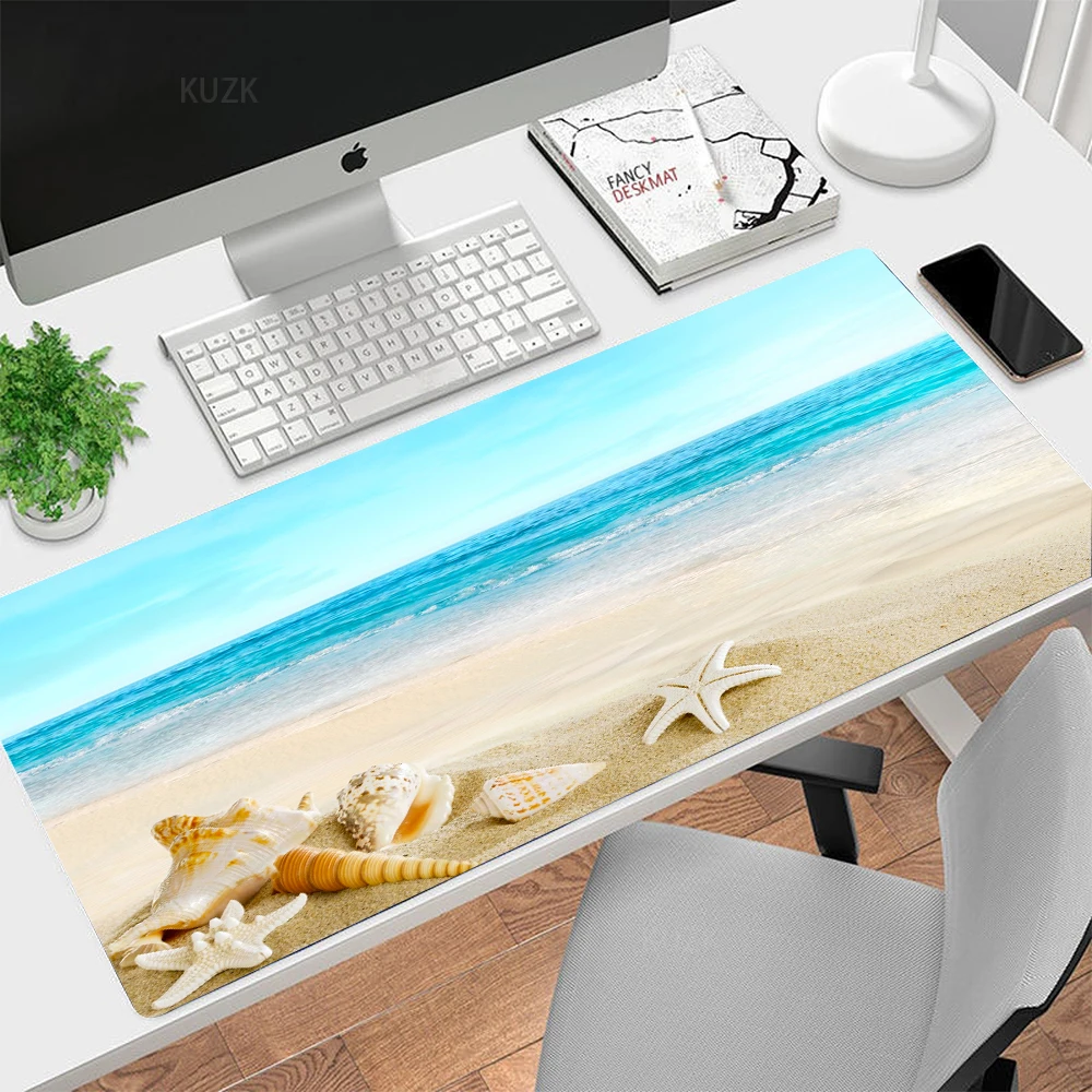 Gaming Mousepad Beach Landscape Extended Large Mouse Pad Non Slip Rubber Desk Pad Gamer Computer Keyboard Pad Desk Accessory