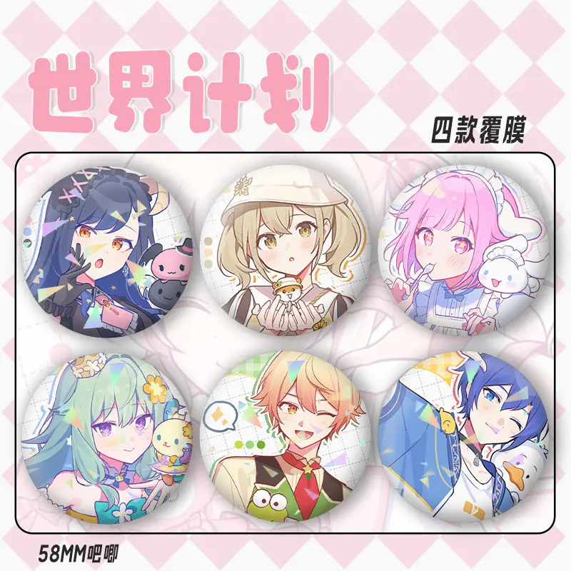 Kagamine Rin Yoisaki Kanade Badges Pins Anime Akiyama Mizuki Women Brooch Fashion Cosplay Kawaii Brooches for Bag Accessorie