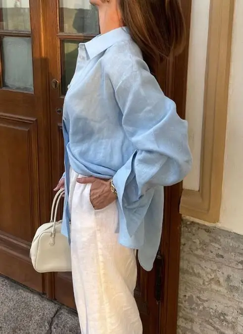 

Leisure Vacation Solid Color Long Sleeved Women's Small Shirt Women's Clothing 2025 Autumn and Winter