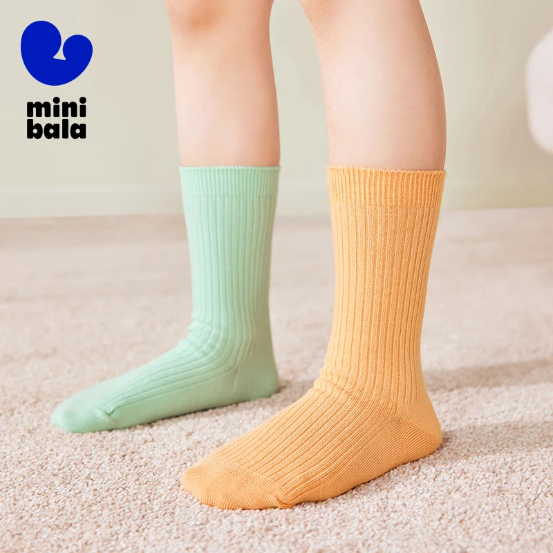 جوارب ميني بالا للجنسين للأطفال بكعب زاوية يمين بلون سادة 3 - عبوة أزواج 2025 ربيع جديد
