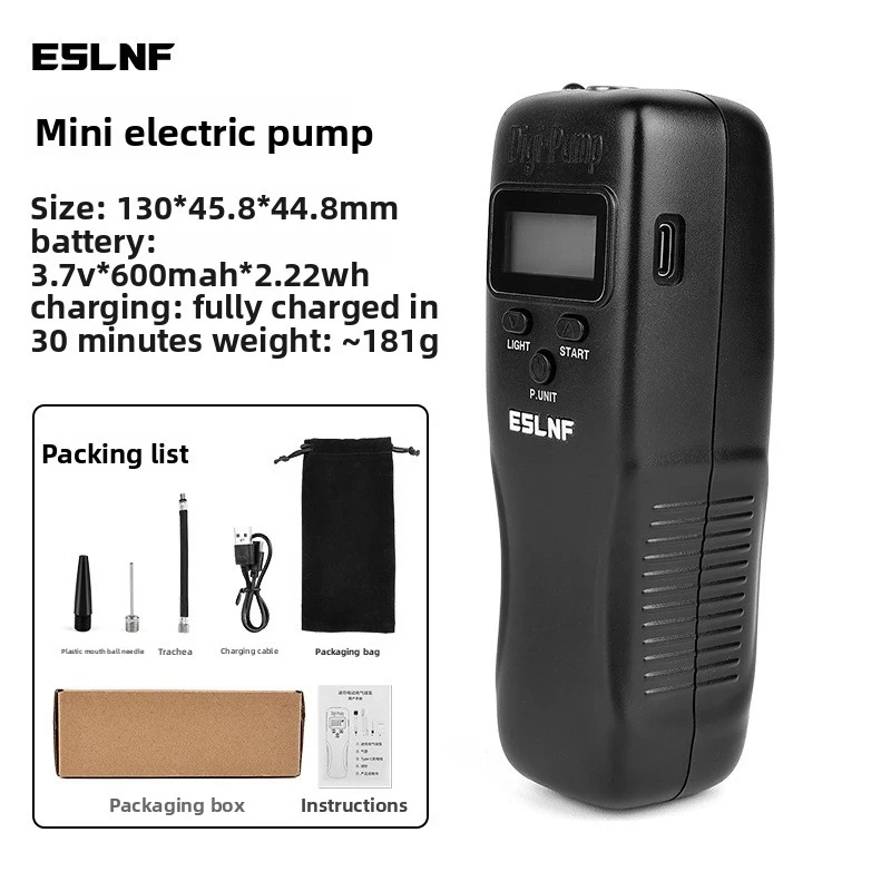 

Portable Electric Ball Pump, Rechargeable LCD Digital Air Pump for Basketball Football Volleyball