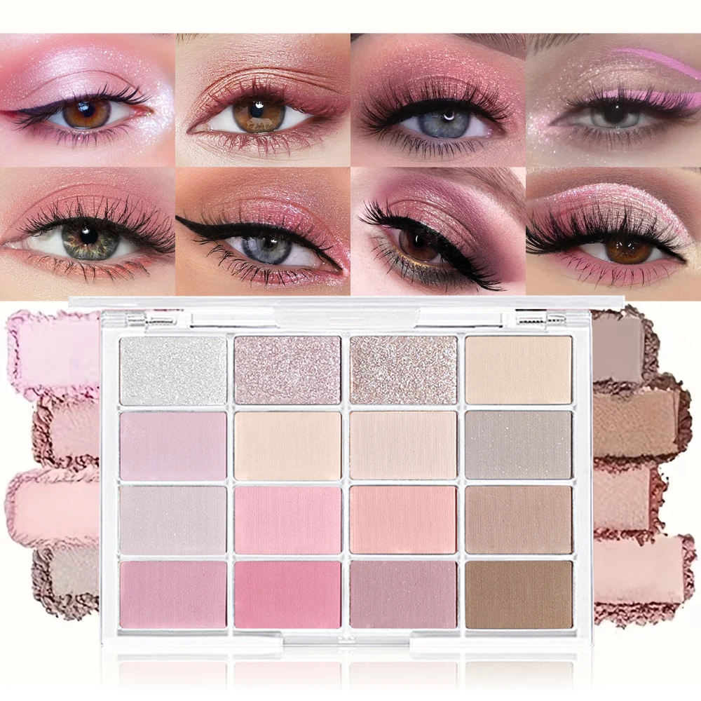 16色のアイシャドウパレット、パール光沢マットな蚕のような質感、低彩度のアースカラーで毎日のメイクを明るくします