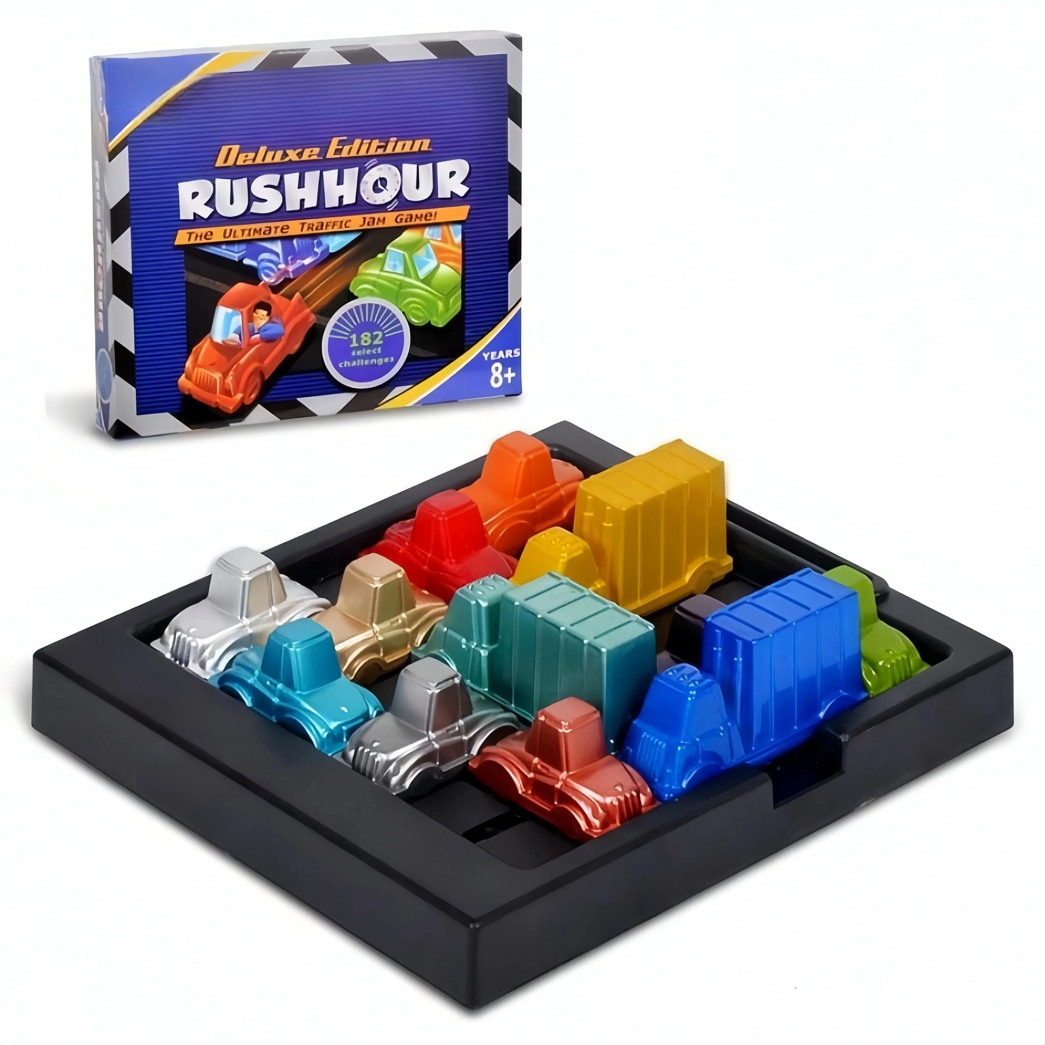 Rush Hour Traffic Jam Game - Classic Brain Logic Puzzle for Kids, Portable Car Parking Sliding Block Puzzle, Educational Toy