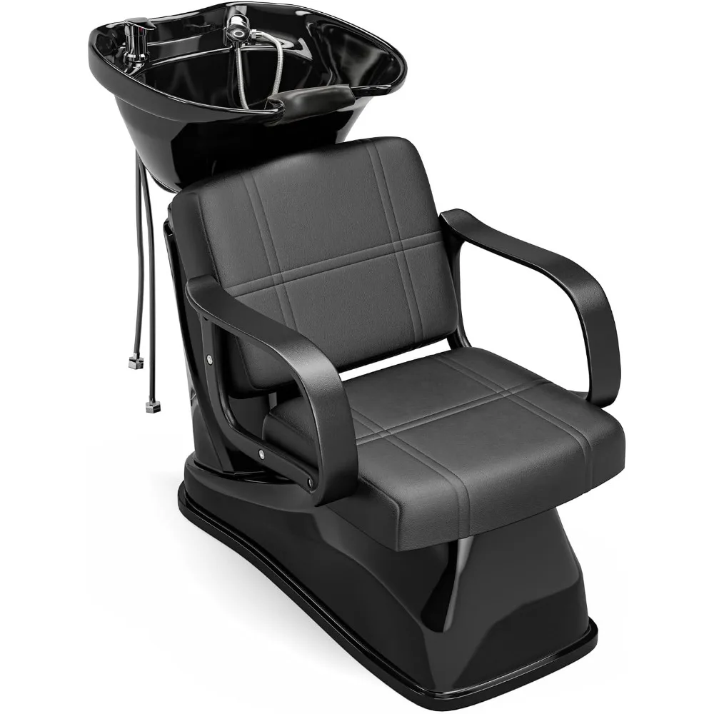 Salon Shampoo Chair, Tilted Shampoo Bowl with Armrest That Conforms To Ergonomics, Beauty and Hairdressing Shampoo Chair