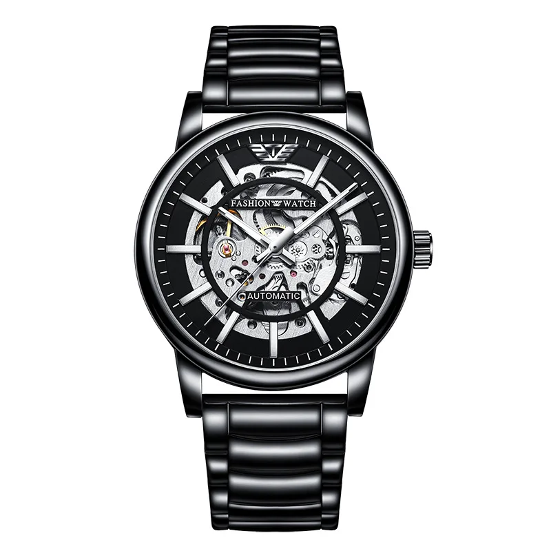 Reloj Mecánico negro para hombre, luminoso, resistente al agua, automático, envío directo