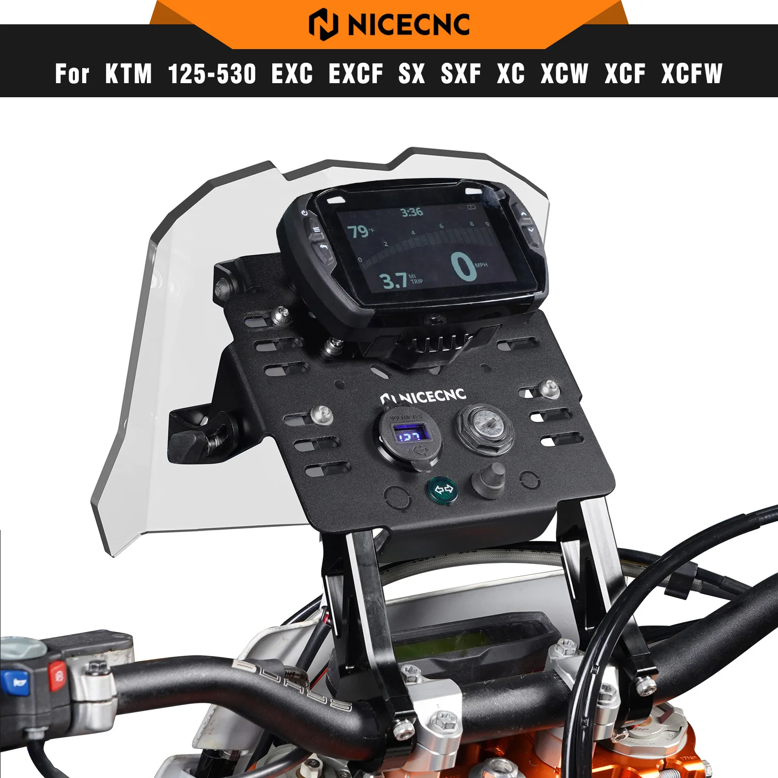 NICECNC GPS Mount Bracket Mini Fairing Kit For KTM EXC 300 Husaberg Husqvarna Honda Beta GasGas Yamaha Suzuki Kawasaki Sherco