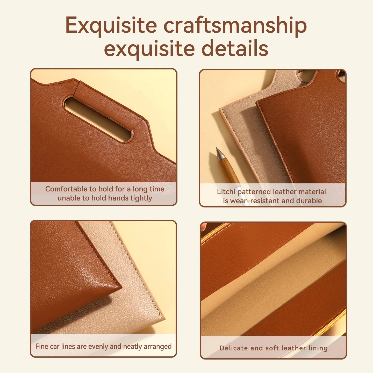 Multicolor PU Leather Handheld Briefcase A4 Large-Capacity File Bag Business Office Document Organizer view 5