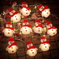 1pc 10/20 LED Plush Snowman String Lights Small Puppet Christmas Atmosphere Decorative Fairy Lights Perfect Xmas Gifts