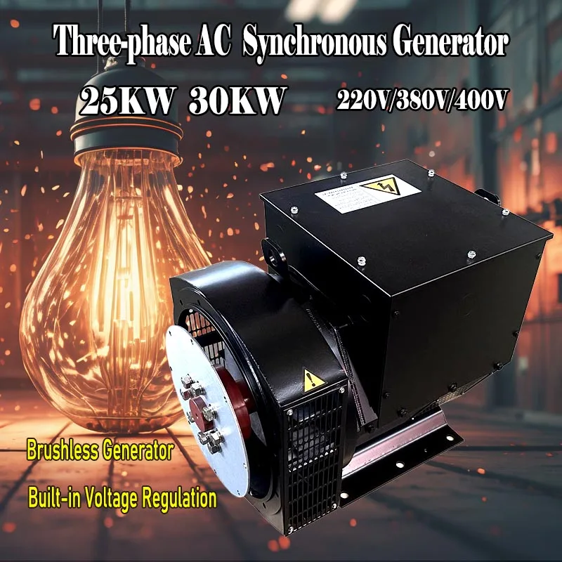 Single Phase 220V Three Phase 380V AC Synchronous Generator 30KW 25KW Brushless Diesel Generator 1500rpm Alternator Dynamo