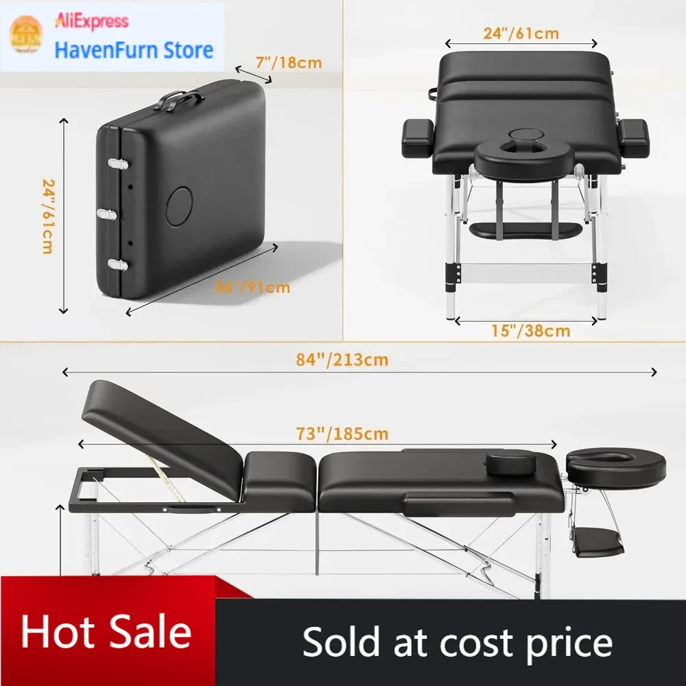 

Activity priceProfessional Portable Massage Table 84" Long, Adjustable Height, 3-Section Reclining Bed for SPA Tattoo Salon with