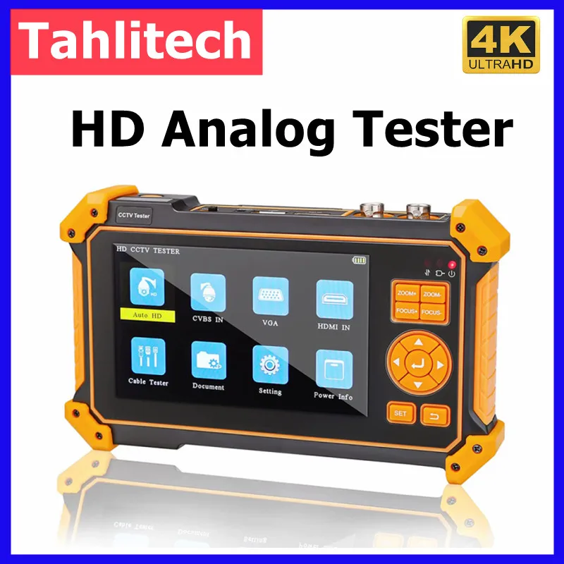 4K CCTV Camera Tester Monitor Portable CCTV Tester Support AHD/CVI/TVI/CVBS/IP Camera Tester pOE UTP Cable Testing Tool