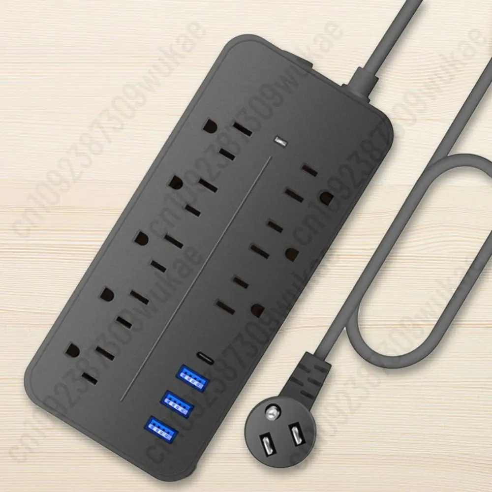 US Plug Socket Power Surge Protection Plug 3*USB+1*Type-C with Extension Cable Power Multi Tap 2000W Smart Outlet Power Strip