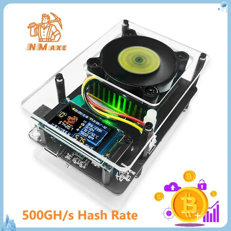 NMAxe NMMiner Optimised Ultra BM1366 ASIC Solo Lottery Miner 500GH/s Open Source Silent Home Use with Full Color Display
