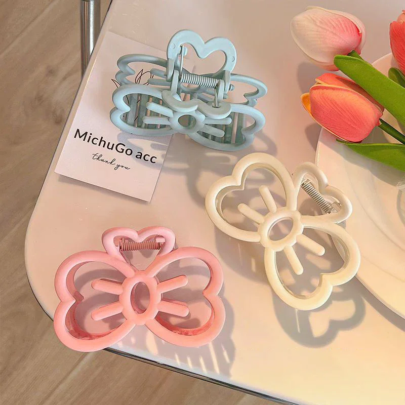 الكورية لطيف Bowknot مشبك شعر البلاستيك مخلب كليب لون الحلوى كراب مشبك شعر للفتيات الحلو مشبك شعر إكسسوارات الشعر للنساء