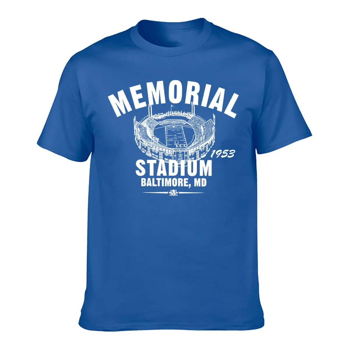 Throwbackmax Memorial Stadium 1953 Football Classic Cut Premium Tri-Blend Tee Shirt Past Home of Your Baltimore Colts Navy Heath