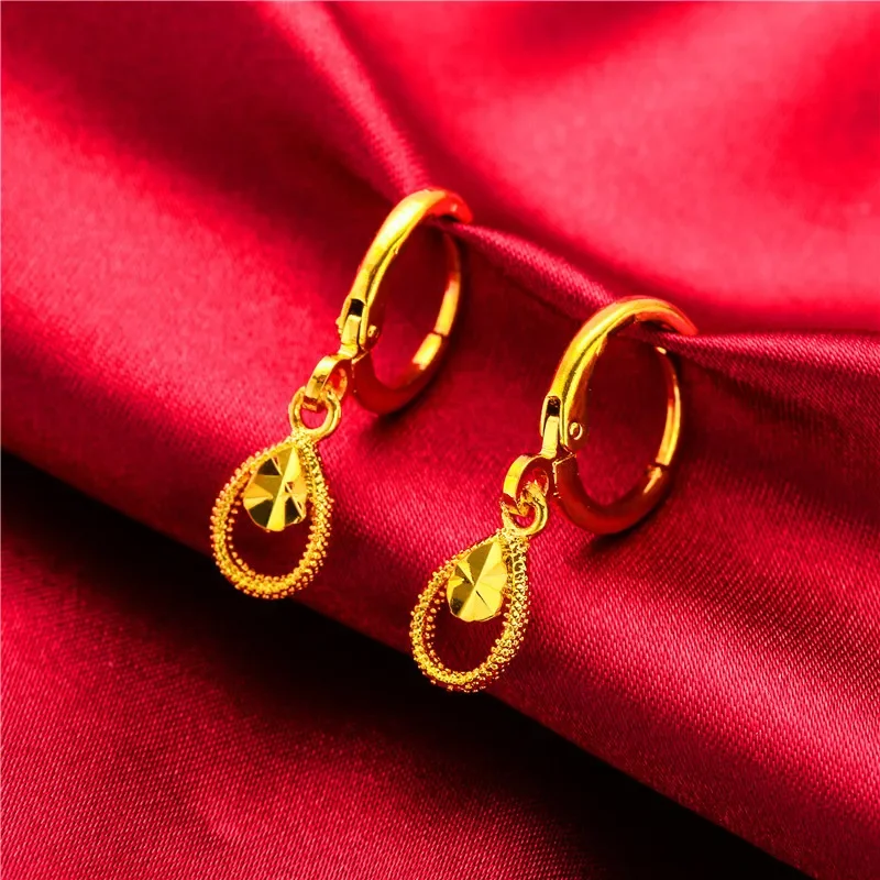 Solid 14K Pure Gold Color Earrings for Women Mother Flower Luxury Stud Earring Jewelry for Wedding Engagement Gifts