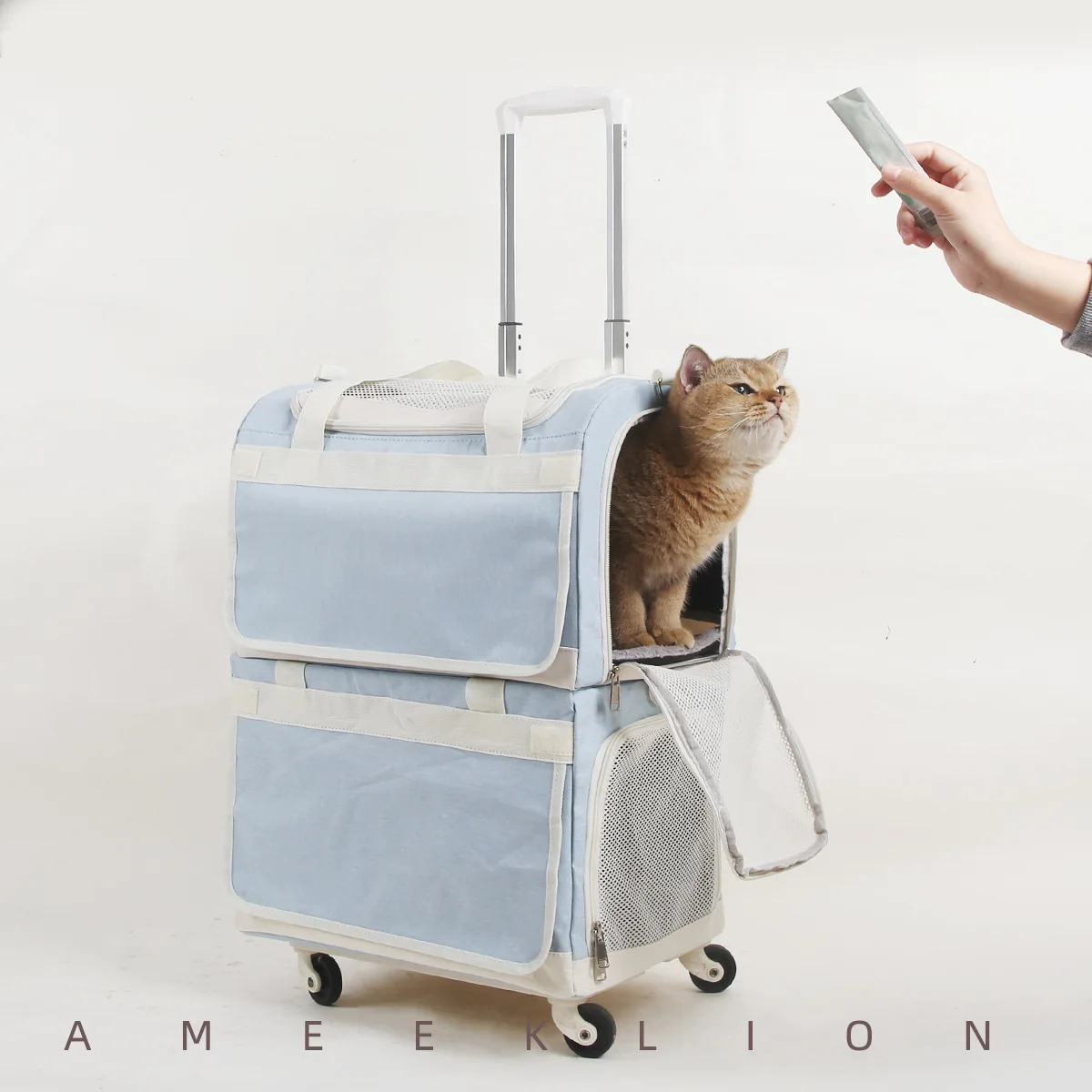 Transportín carrito transpirable para perros y gatos en viaje - imagen 3