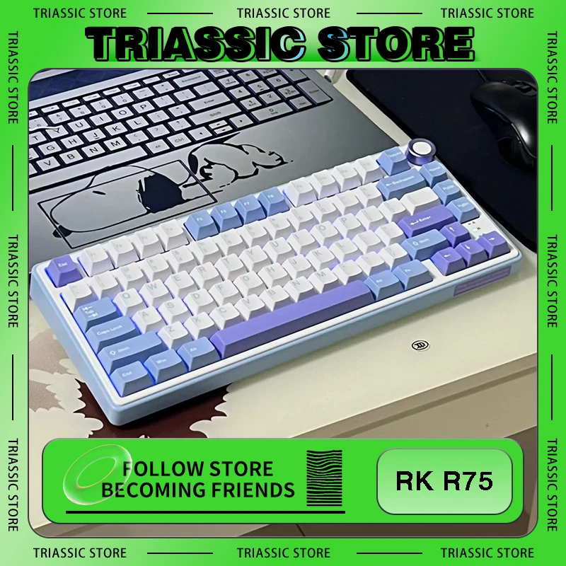 

RK R75 Mechanical Keyboard WirelessThree-mode Bluetooth 2.4G Wired Keyboard RGB Hot-swap PC Gift Office E-sports Game Keyboard