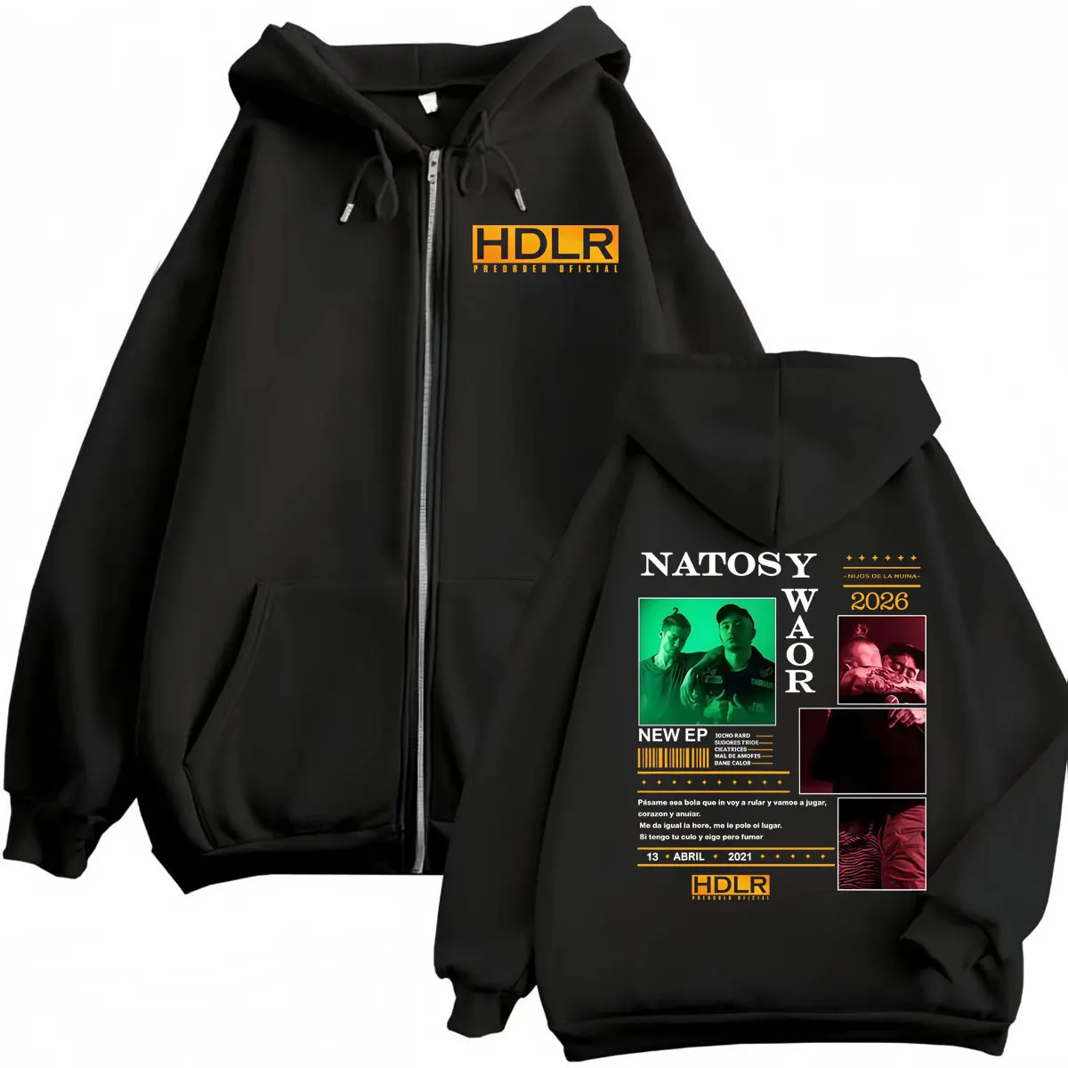 

Rap Group Natos Y Waor Tour 2026 Zipper Hoodies Fashion Hip Hop Zip Up Hooded Sweatshirts Men Women Oversized Casual Pullovers