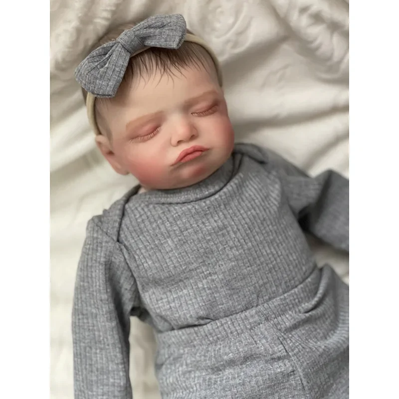 19inch Reborn Bebe  Rosalie Newborn Dolls Sleeping Baby Handmade Painted Lifelike 3D Skin with Visible Veins