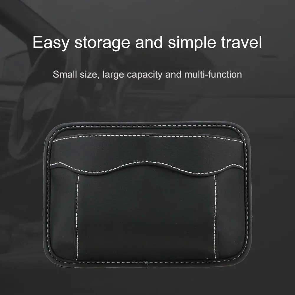 Seat Gap Organizer Car Storage Bag Multi-functional Self-adhesive Car Seat Side Pocket PU Leather Magic Tape Design