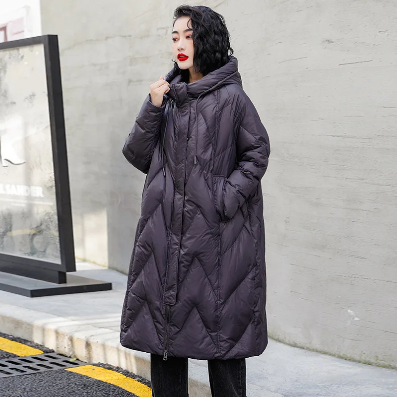 Inverno di Nuovo Modo delle Donne di Colore Solido Casual Alla Moda Semplice di Base Manica Lunga Con Cappuccio Cappotti Trapuntati Parka Femminile Abiti Vintage