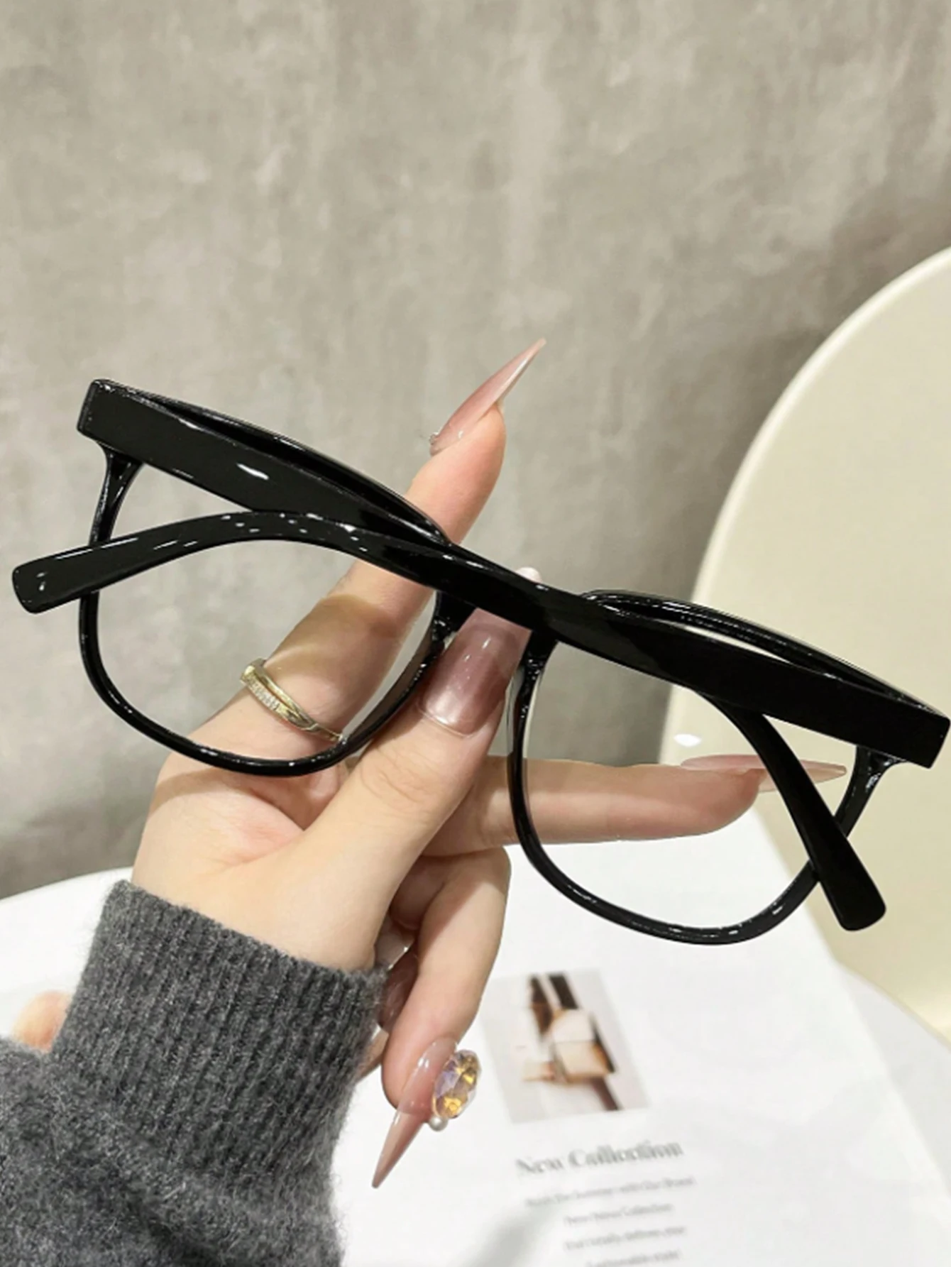 1Pc Simple Casual Trendy Large Frame Rectangular Glasses with Transparent Lenses Fashion Accessories for Daily Wear