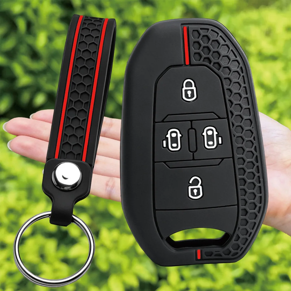 For Peugeot Expert Traveller For Citroen Spacetourer Jumpy Dispatch silicone car key fob cover with finger loop and key ring