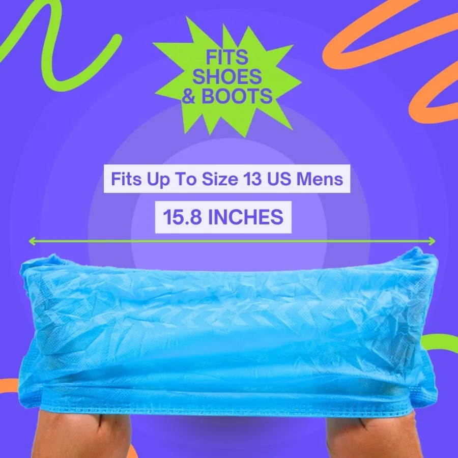 フロントライン使い捨てシューズカバー滑り止めプレミアム不織布耐久性ブーティーシューズプロテクター防水厚手滑り止めワンサイズ