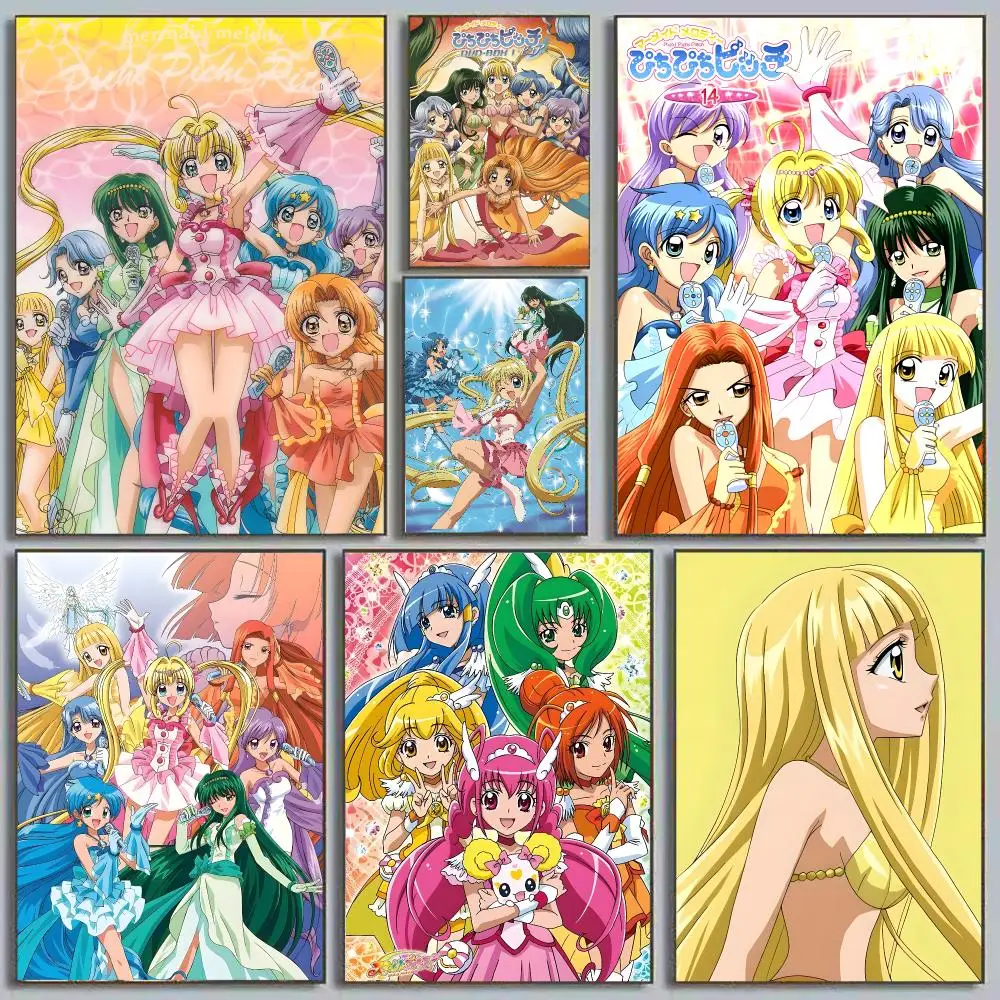 Mermaid Melody Pichi Pichi Pitch Magical Girl Idol Aqua Marine Painting Calligraphy Poster Eco-Friendly Decor Frameless Canvas