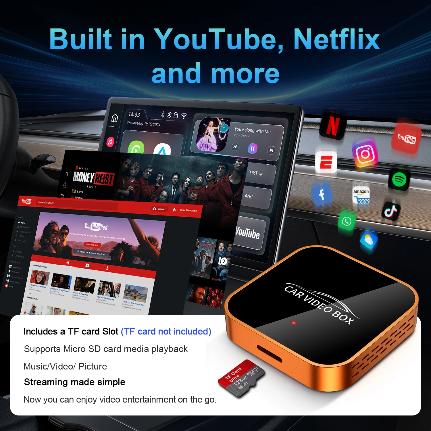 WOOBOOBOX CarPlay Video Box  Wire To Wireless CarPlay Android Auto Adapter Built in Youtube Netflix For VW Benz Ford 99% of Cars