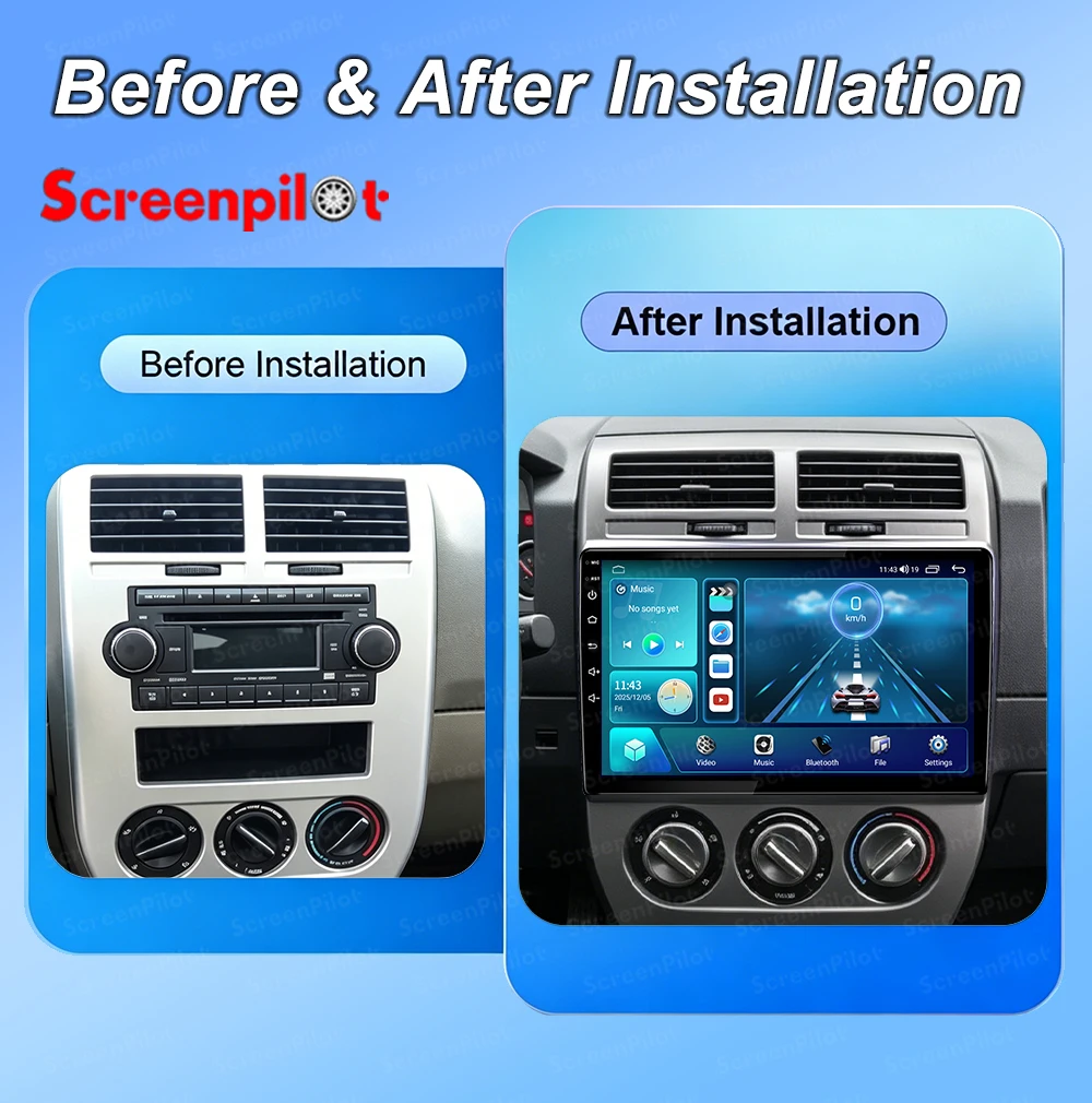 9 Inch Android 16 For Dodge Caliber Jeep Compass 1 MK Patriot 2006-2010 Car Radio GPS Navigation Stereo Head Unit 2K QLED 8 Core
