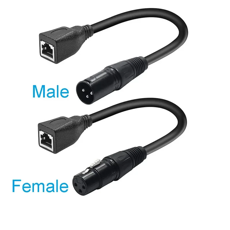 3Pin 5Pin DMX XLR to RJ45 Y Splitter Cable 2 Channel Multi Network Breakout for Stage light and Recording Studio