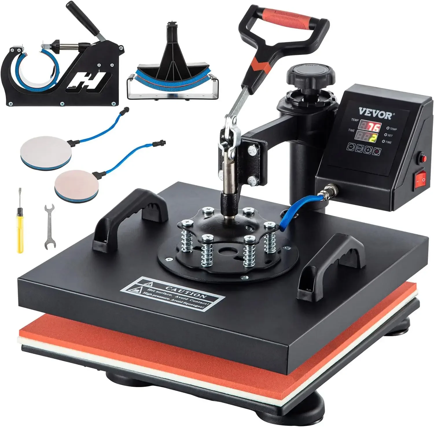 Hittepers 15X15, 5 , 360 Graden Swing-Away Digitale Precieze Controle Multifunctionele Hittepersmachine Voor T-Shirt Hoeddop Beker