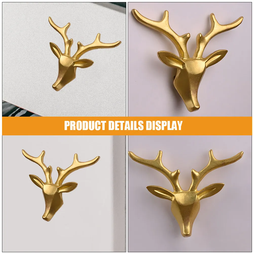 Brass Deer Head Drawer Pull Handle for Cabinets, Wardrobe, Dresser, Vanity, Kitchen & Bathroom Farmhouse Decor