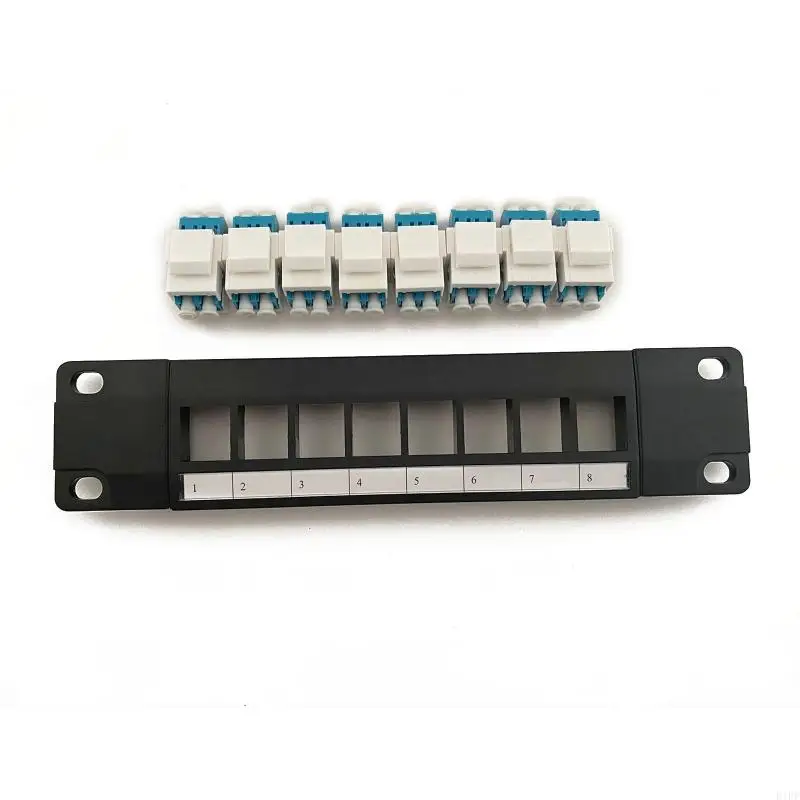 E1PF 8 Port Optical Fiber Through Coupler Patch Panel with Back Bar Wallmount or Rackmount for UTP STP Cabling