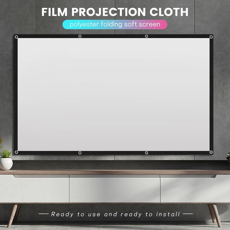 Projector Screen For Home Theater HD White Foldable Anti-Crease